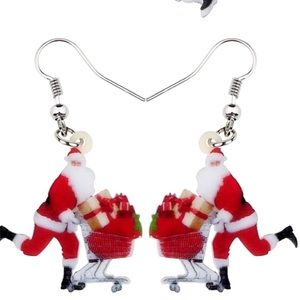 Christmas Shopping Santa Acrylic Earrings